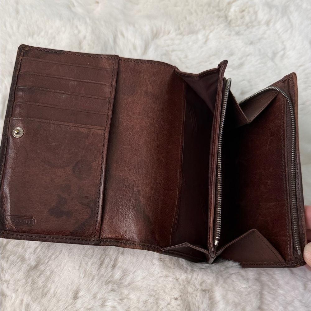 Vintage Y2K Coach Mahogany Brown Leather Billfold Wallet - Picture 8 of 17
